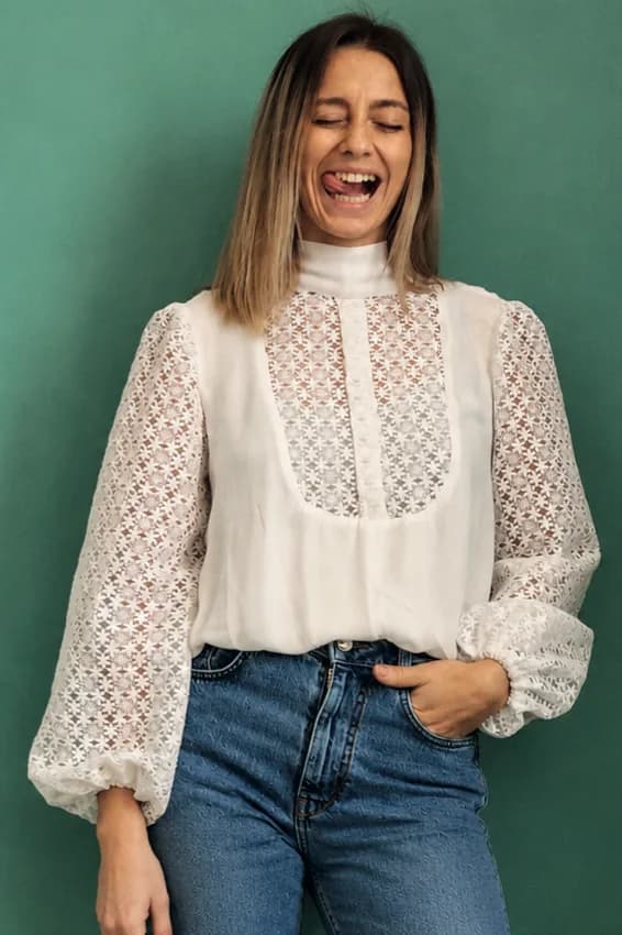 Blouse en dentelle blanche, réalisation de @ifilgoood